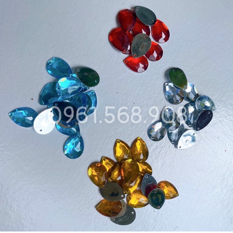 10gr hạt đá nhựa hình giọt nước 18x13mm  trang trí oản, làm đồ handmade, phụ kiện may mặc DIY