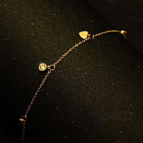 Dây Chuyền Nữ Trái Tim Và Hạt Đá Nhân Tạo Nhỏ Xinh Titan Ko Đen TT 2820