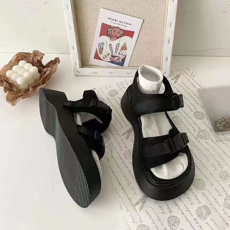 Giày tăng chiều cao Sandal Đế Bằng Thiết Kế Mới Thời Trang Mùa Hè Theo Phong Cách Hàn Quốc