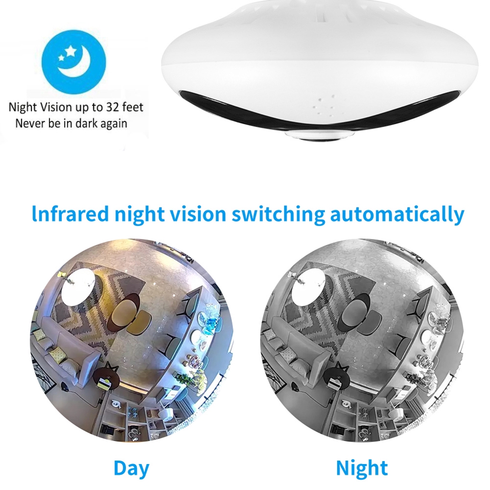 Camera✿ 360 Degree Panoramic Wireless Wifi IP Fisheye Camera Two Way Audio 960P HD 【WOW】