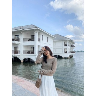 Áo croptop dài tay len tơ mỏng