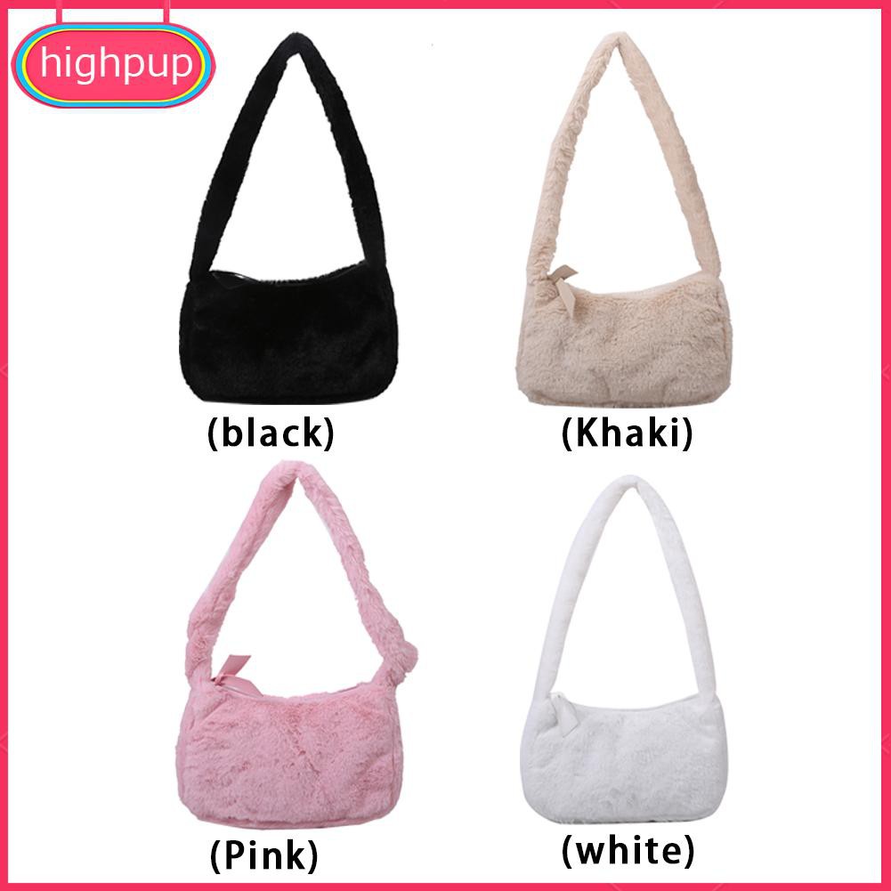 Túi đeo vai dáng vuông màu trơn chất liệu lông nhung thời trang vintage cho nữ