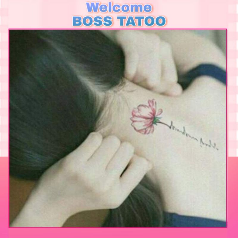 Hình xăm hoa chữ đẹp a08. Tatoo dán tạm thời size mini 10×6cm