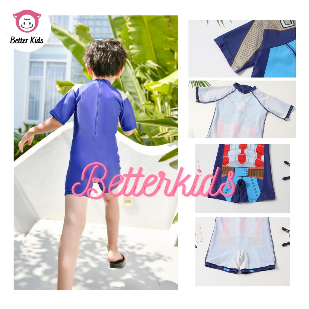 Đồ Bơi Bé Trai In Hình Captain & Người Nhện Cho Bé_Hàng Quảng Châu Cao Cấp
