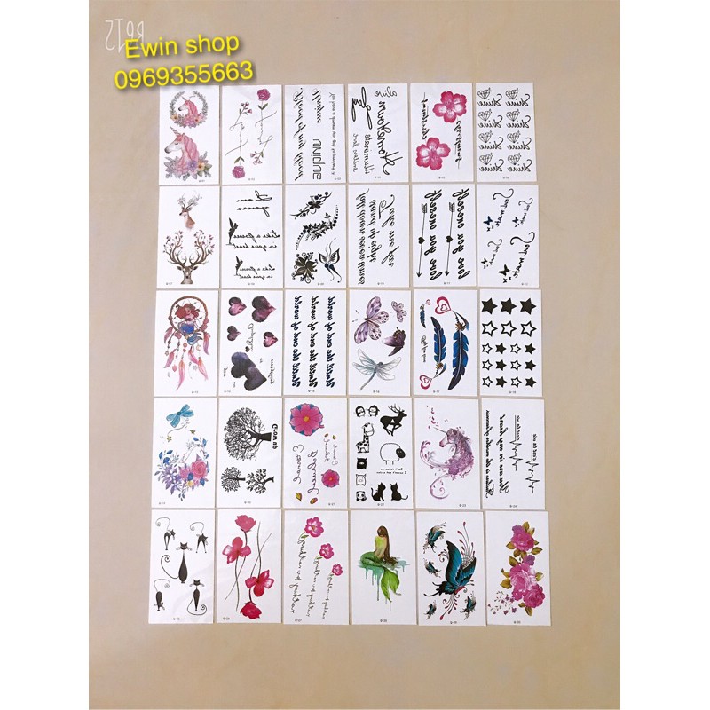 Combo 30 tấm Hình xăm dán Mini
