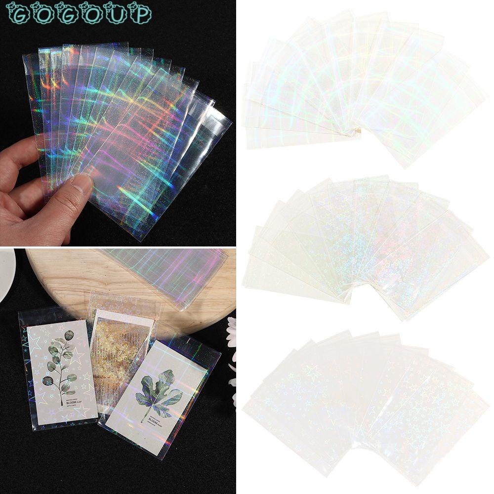 Set 10 Túi Đựng Thẻ Tín Dụng/Ảnh/Thẻ Bằng PP Trong Suốt Màu Laser Tự Dính 3 Inch