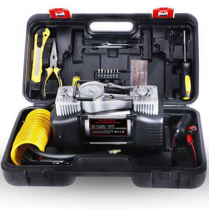 Sản Phẩm Bộ máy bơm lốp ô tô kèm phụ kiệm ứng cứu, sửa chữa HD-506 (bảo hành 12 tháng) .