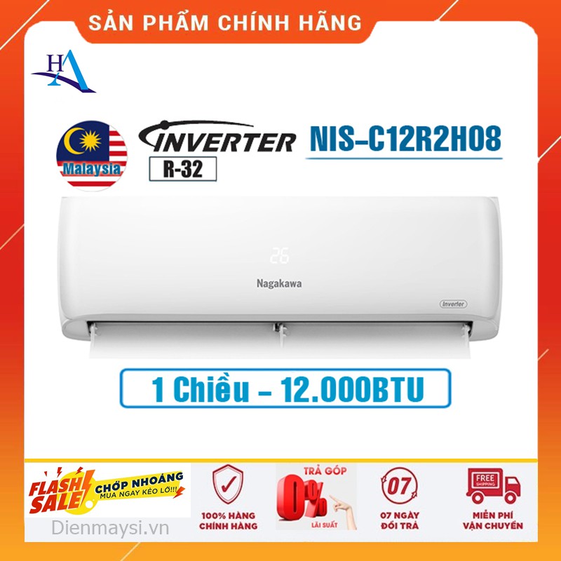 Máy lạnh Nagakawa NIS-C12R2H08 Inverter 1.5 HP (Miễn phí giao tại HCM-ngoài tỉnh liên hệ shop)