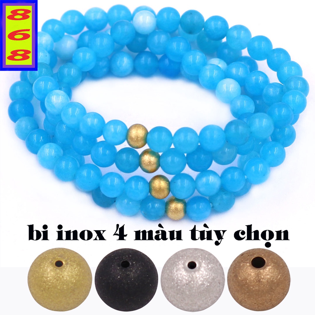 Bộ Tràng Hạt 108 Hạt Màu Xanh Biển 6 Ly, 8 Ly, 10 Ly Charm Bi Inox - Tràng Chuỗi Niệm Phật