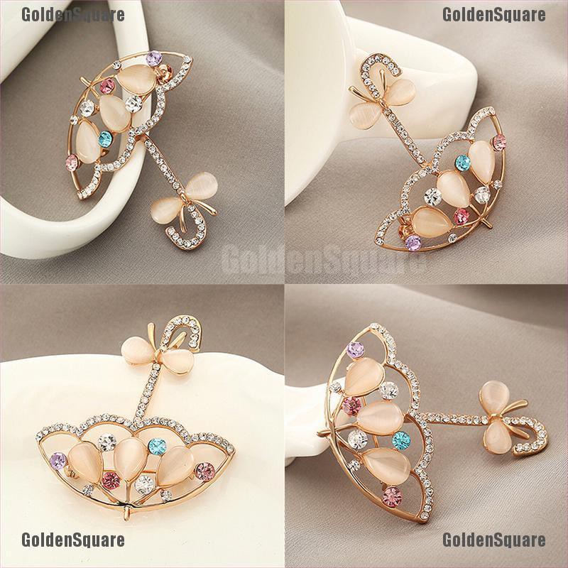 Ghim Cài Áo Hình Cây Dù Đính Đá Opal Dễ Thương