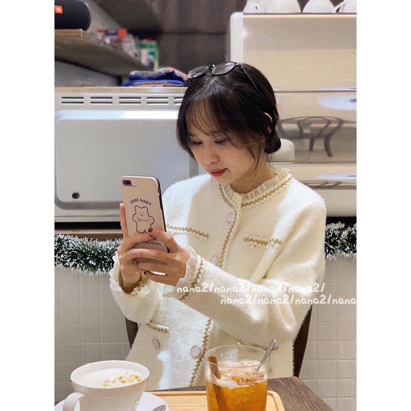 Áo cardigan lông viền chỉ nổi | BigBuy360 - bigbuy360.vn