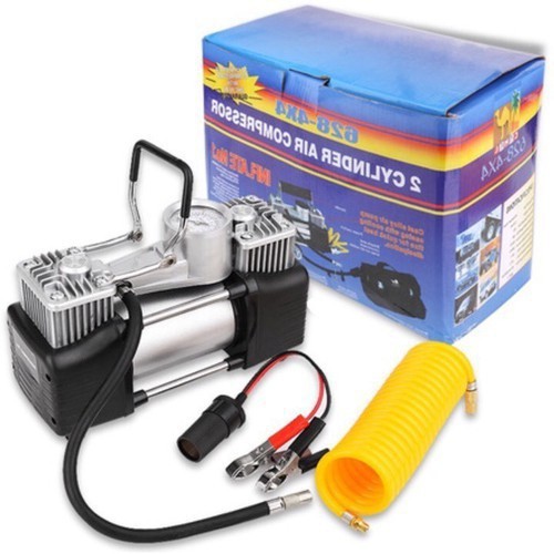 Máy bơm lốp ô tô 2 xylanh 628-4x4 DC12V 150 PSI có đồng hồ đo áp
