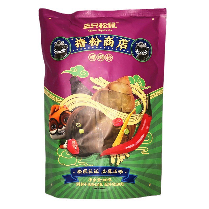 Miến ốc chua cay Ba Con Sóc (Three Squirrels), Đồ ăn vặt miến ốc cay Tứ Xuyên  - Ăn vặt Ba Sóc Mỡ | BigBuy360 - bigbuy360.vn