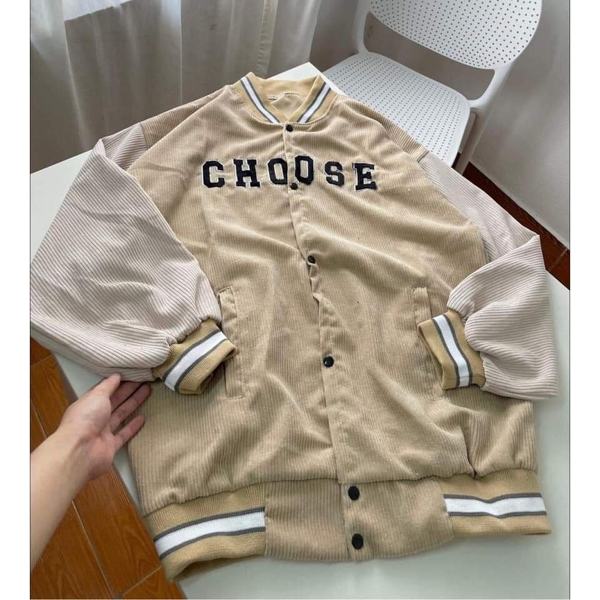 Áo Khoác bomber áo varsity jacket CHOOSSE chất nhung tăm cao cấp 2 lớp đẹp thời trang phng cách tre trung