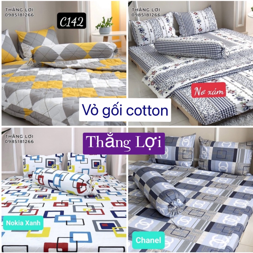 Vỏ Gối Cotton Thắng Lợi Chính Hãng cỡ 50x70, 40x60 mềm mịn