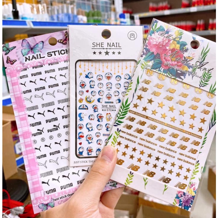 [Tổng hợp] Stick dán móng tay doremon, puma, stick hoa dán móng, nail stick trang trí móng