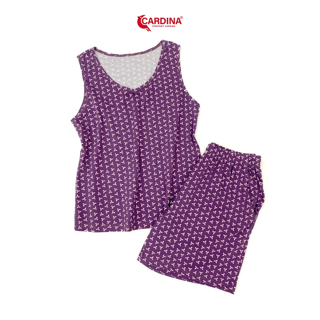 Đồ Bộ Nữ 𝐂𝐀𝐑𝐃𝐈𝐍𝐀 Chất Cotton Organic Quần Đùi Áo Sát Nách Co Giãn 4 Chiều Họa Tiết 2CF22