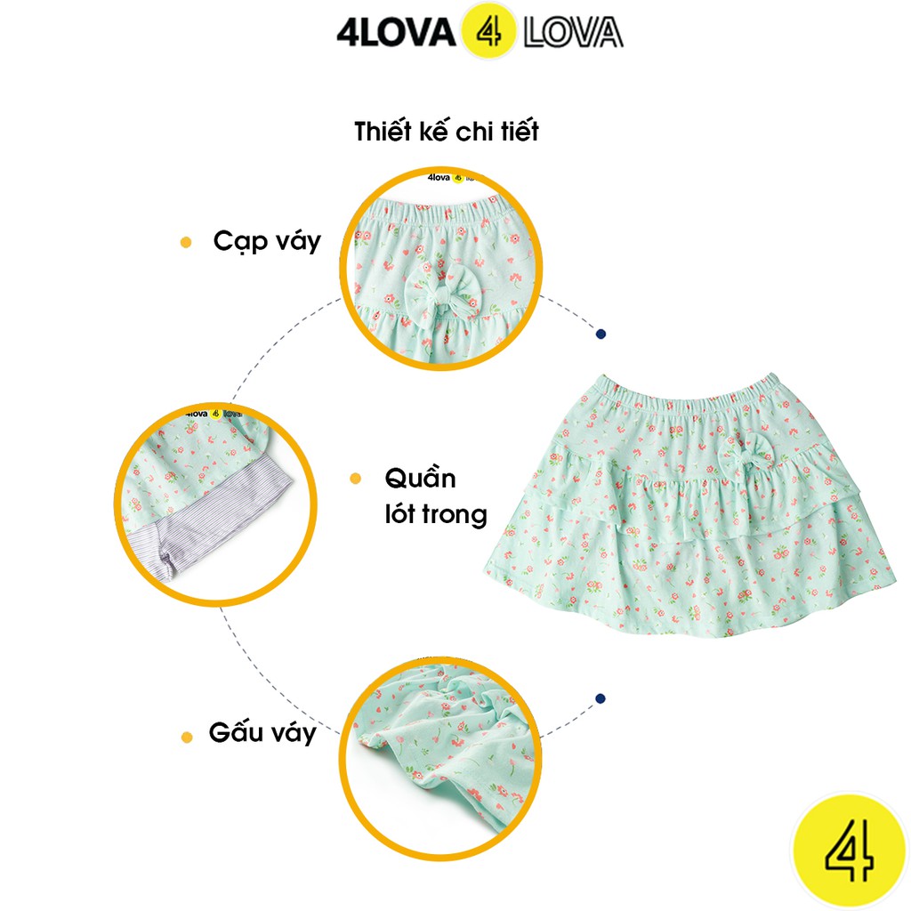 Chân váy hoa cho bé gái 4LOVA hai lớp đính nơ chất liệu mềm mại thoáng mát - BG-CVH