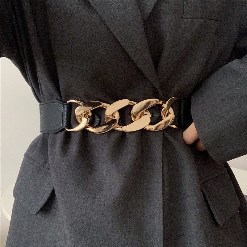 Đai váy mắt xích phụ kiện phối blazer, đầm cá tính bản to 4cm - ELISA STORE