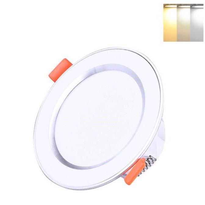 Combo 3 Đèn Led âm trần đổi màu 3w viền vàng, viền bạc, đèn mắt trâu, đèn phòng ngủ, đèn trang trí