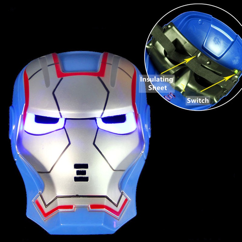 Mặt Nạ Hóa Trang Iron Man Xanh Có Đèn LED Độc Đáo Người Sắt Đỏ