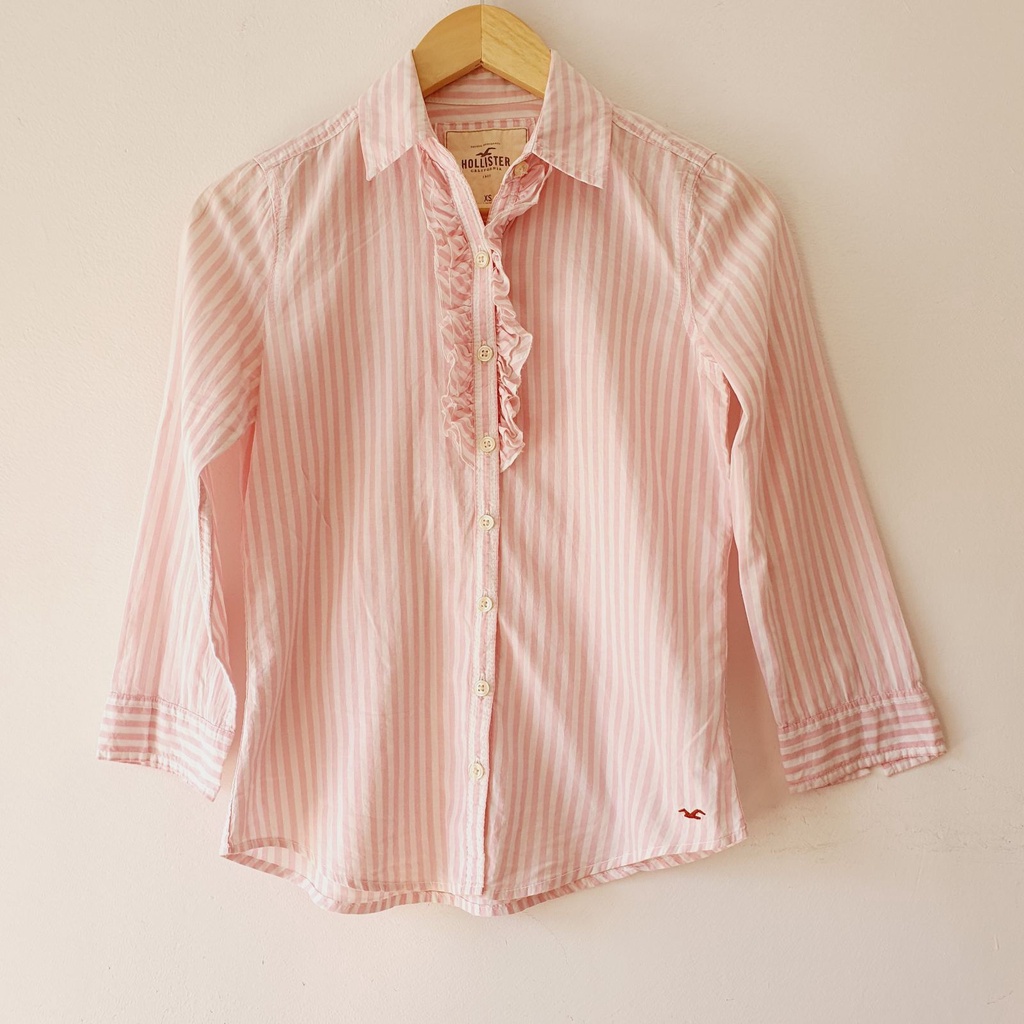 Áo sơ mi kẻ sọc hiệu Hollister vải xô - em và nắng