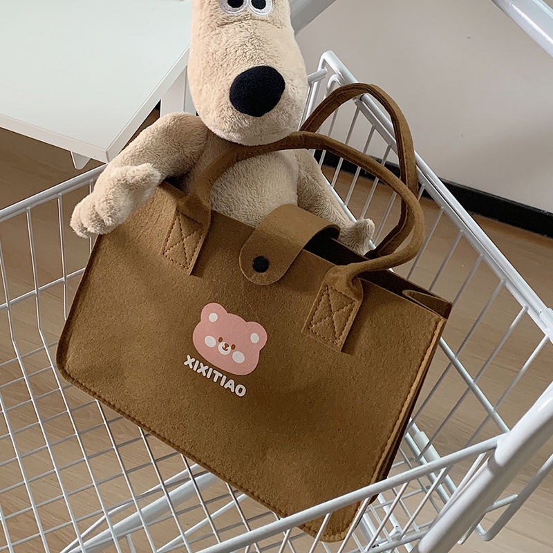 Oeteo Túi Xách Tay Cắm Trại Bằng Vải Hình Gấu Cho Nữ