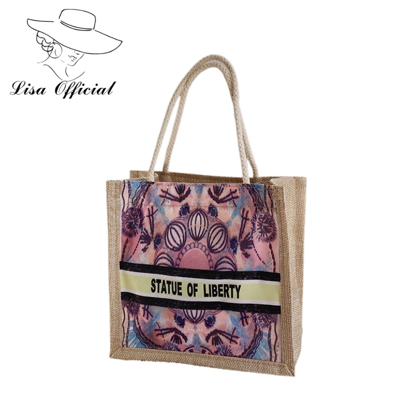 Túi Cói Canvas 💖 Lisa Official 💖 Túi Xách Cói Hình Tượng Tự Do Siêu Hot Vintage - SV-11