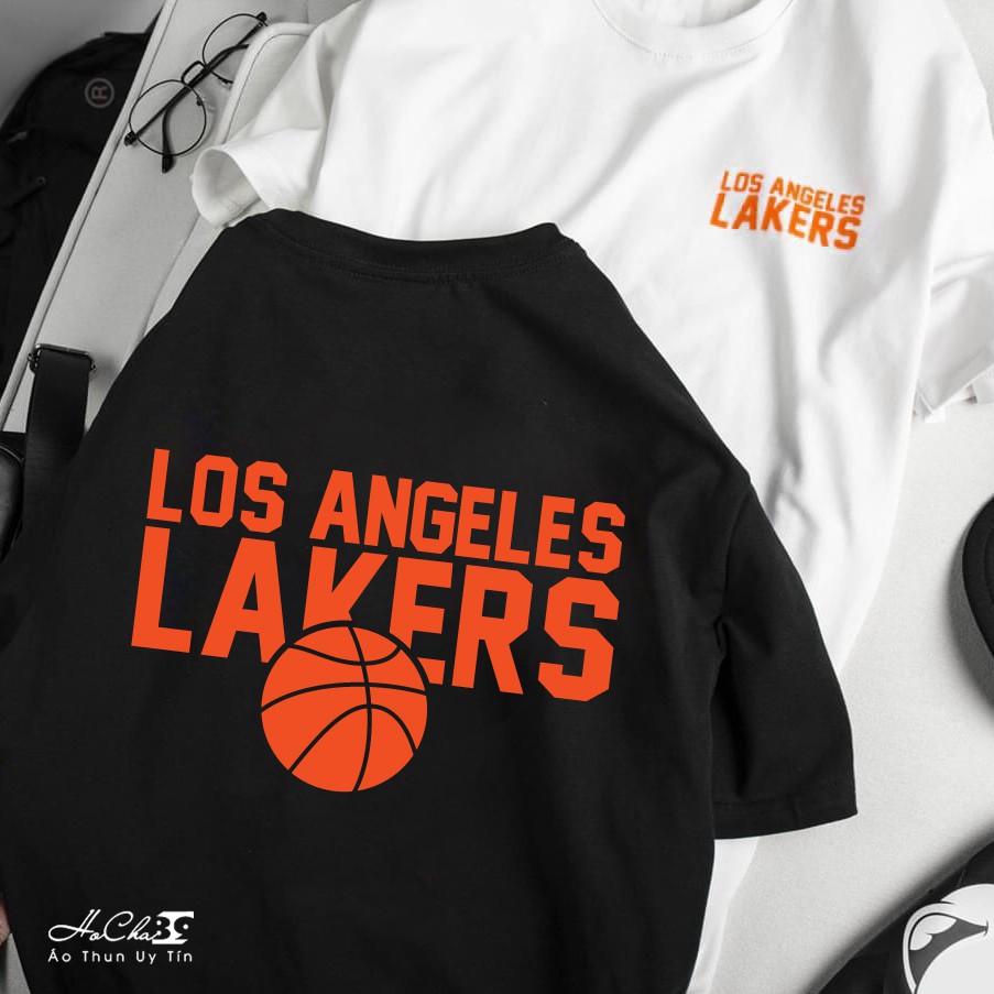 Áo Bóng Rổ LAKERS - LOS ANGELES - Vải Cotton 4c Siêu Mềm Mịn (Không đúng Cotton đền tiền tặng áo - Hình Thật)