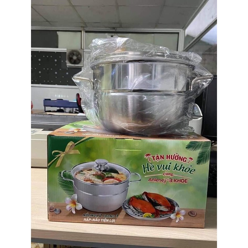 Nồi hấp Inox 22cm ( có thể dùng như nồi nấu canh bình thường)