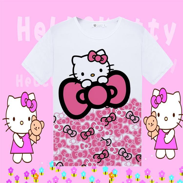 Hellokitty Áo Thun Ngắn Tay In Hình Hello Kitty Đáng Yêu