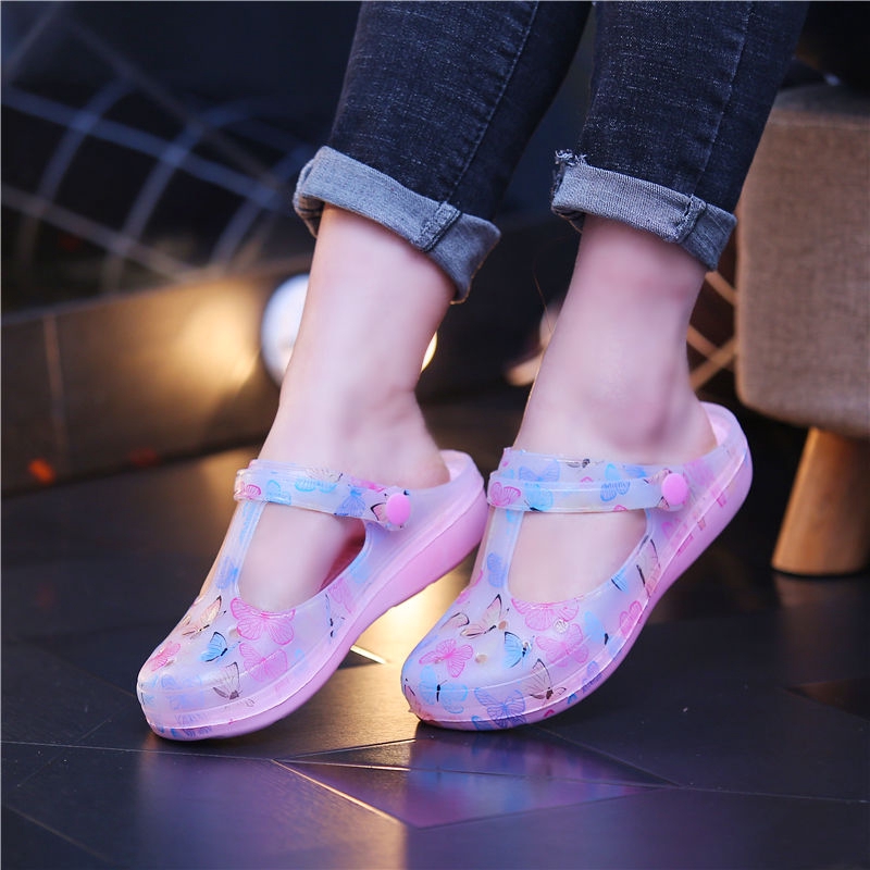 Giày Crocs Nhựa In Họa Tiết Xinh Xắn Cho Nữ