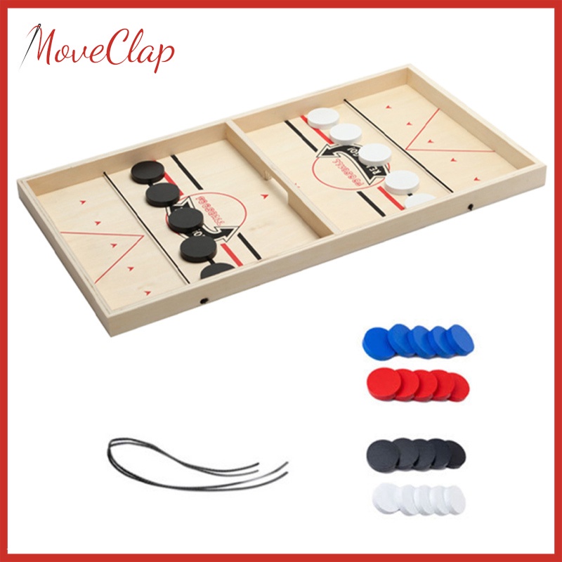 MoveClap Wooden Fast Sling Puck Game Interactive Desktop Winner Board Games Toys L