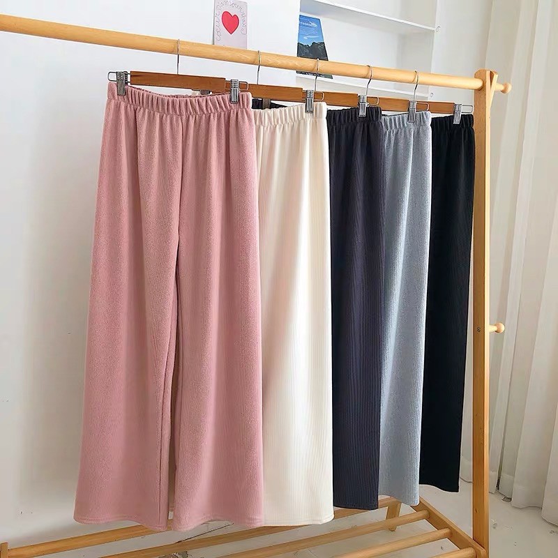Quần Cullotes Ống Rộng Vải Nhung dày ấm