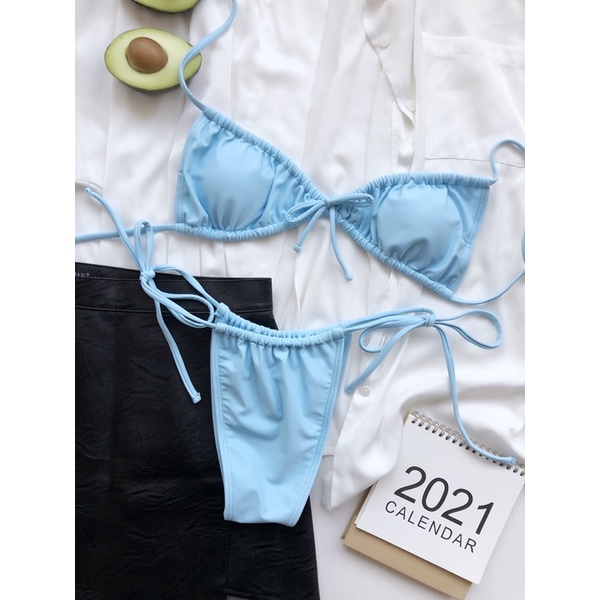 [BKN1225] &lt;ÂU&gt; SET BIKINI TRIANGLE ĐEN/XANH BLUE/HỒNG