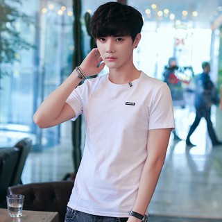 Áo thun nam ngắn tay cổ tròn màu trơn