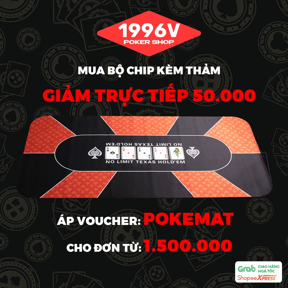 Vali 300 chip Poker có số, phỉnh Tournament Poker chip set Pocker đất nung - 1996V Poker Shop