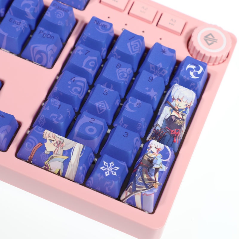 Kamisato Ayaka Keycaps Cherry Profile Genshin Impact chủ đề anime PBT Dye thăng hoa bàn phím cơ học truyền ánh sáng keycaps