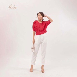 Áo Kiểu Áo Công Sở Thời Trang Eden Tay Cánh Dơi Phối Nút - Asm068