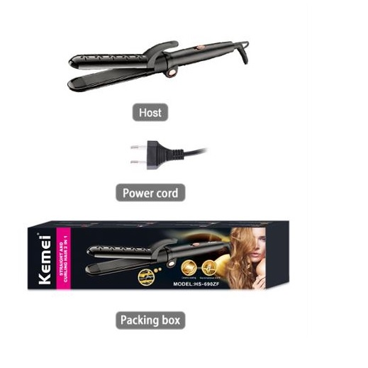 Máy Kẹp Kiêm Uốn Tóc Kemei HS-690ZF Có 2 Mức Nhiệt