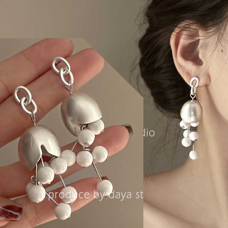 Khuyên Tai Kim Loại Đính Hạt Ngọc Trai Phong Cách Pháp Thời Trang Mới 2022