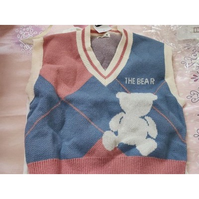 Hàng Sẵn_ Áo gile dệt kim ngắn retro áo vest không tay cổ V phong cách Hàn