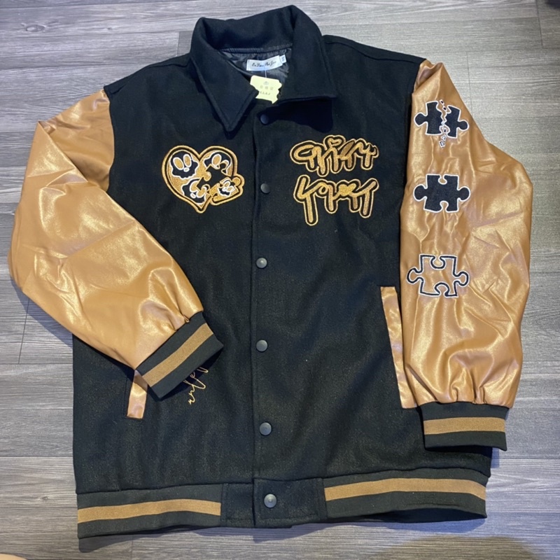 [ Hot ] Áo khoác varsity jacket nâu đen