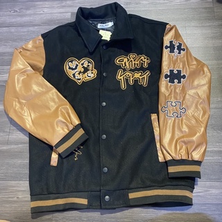Áo khoác varsity jacket nâu đen