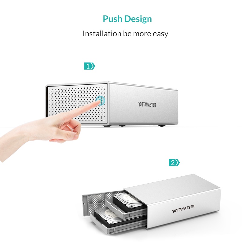 Hộp Đựng Ổ Cứng Yottamaster 2 Bay 3.5 inch Type C  PS200RC3