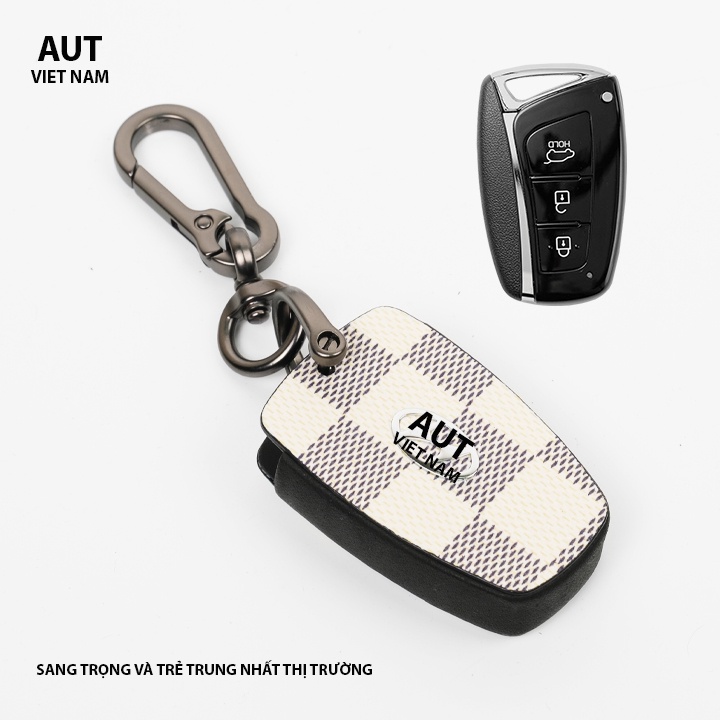 Bao da chìa khóa Hyundai  da Canvas L.V xẻ túi cao cấp
