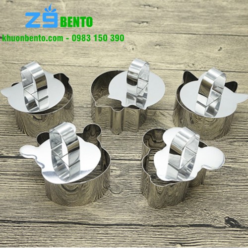 BỘ 5 KHUÔN INOX ĐA NĂNG ÉP CƠM, LÀM BÁNH HÌNH THÚ