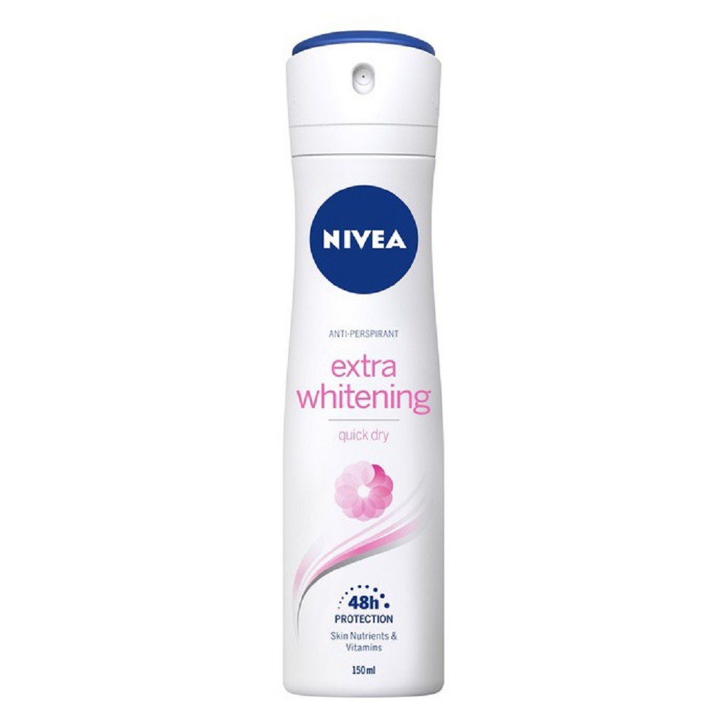 Xịt Ngăn Mùi Trắng Mịn, Mờ Thâm Nivea Extra Whitening Anti-Perspirant 48h Protection Pray 150ml - 82967