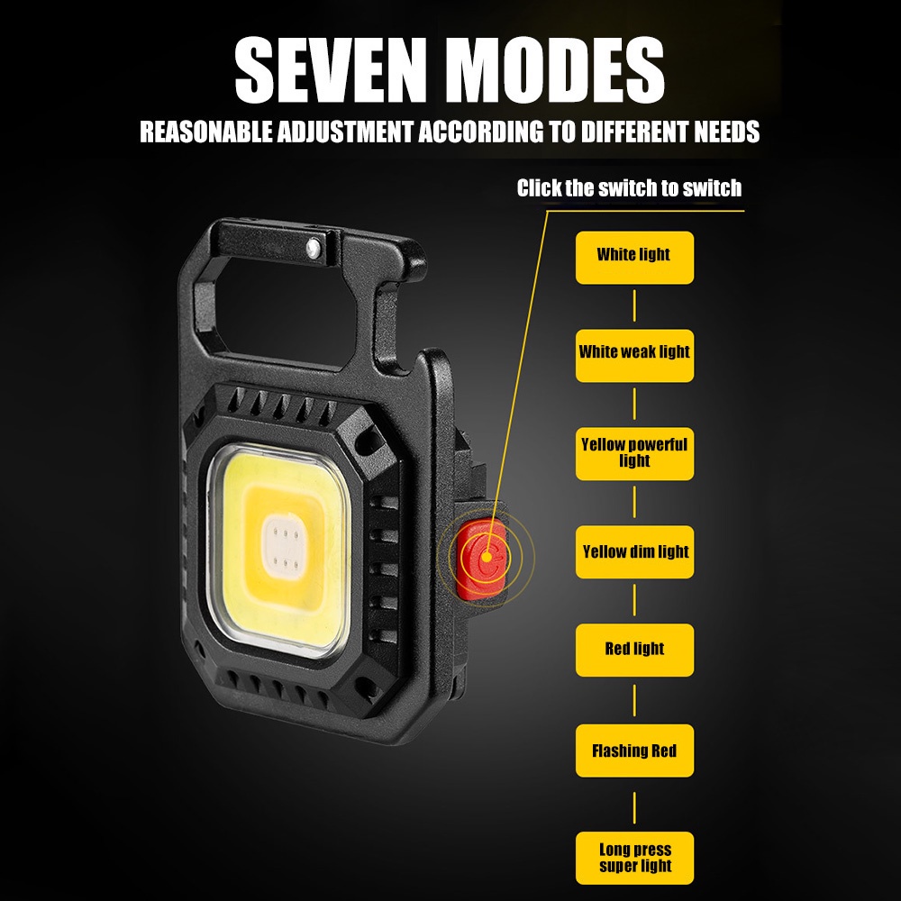 ✨Đèn Pin✨Đèn Làm Việc Mini Cầm Tay COB/USB 800 Lumens Có Móc Khóa Có Thể Sạc Lại Cho Cắm Trại Ngoài Trời