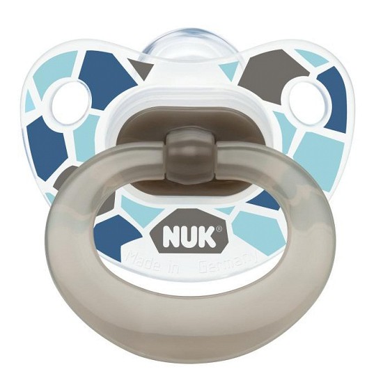 Ty ngậm Nuk Classic cao su/silicone đôi đủ size (màu ngẫu nhiên).